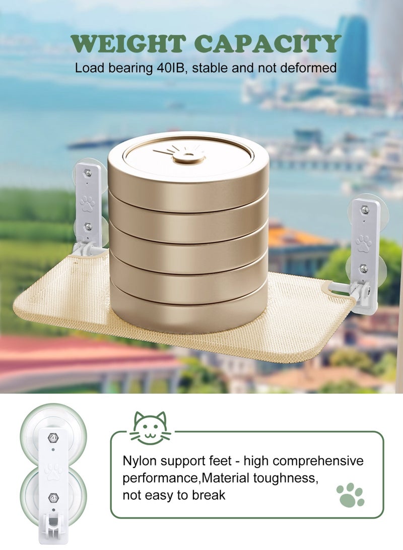 أوربازار أرجوحة قطط قابلة للطي للنافذة - لاسلكية، سرير مبطن مدمج قابل للغسل في الغسالة، إطار معدني قوي - مجثم نافذة للقطط الكبيرة والقطط الصغيرة (لعبة عصا قطط إضافية) - Image 3