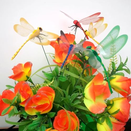 Allazone 30 PCS Dragonfly Garden Stakes, 2 Size Artificial Dragonfly Stakes Indoor Outdoor Yard Garden Flower Pot Decoration, Miniature Fairy Garden Decoration - Image 4