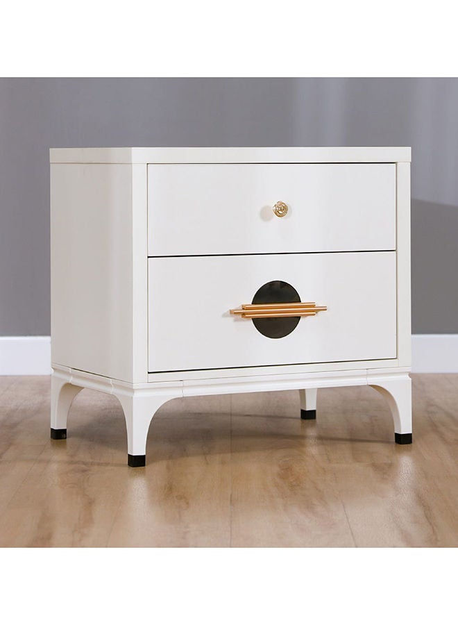 DANUBE HOME New Aloha Night Stand   Multifunctional Bedside Table Space Saving Nightstand End Table Storage Modern Design Furnitures For Bedroom 60x40x58 cm White/Golden - Image 4