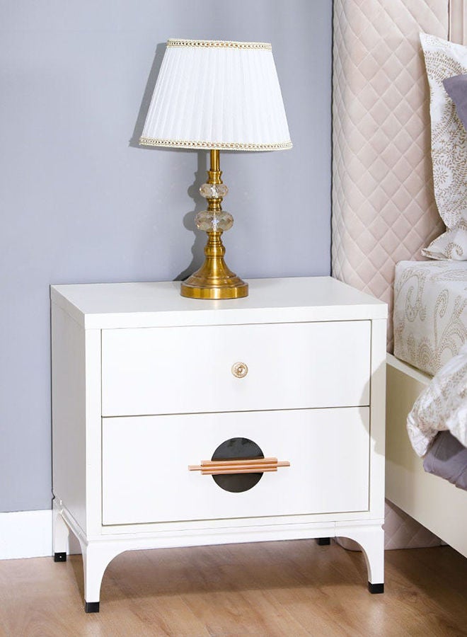 DANUBE HOME New Aloha Night Stand   Multifunctional Bedside Table Space Saving Nightstand End Table Storage Modern Design Furnitures For Bedroom 60x40x58 cm White/Golden - Image 2