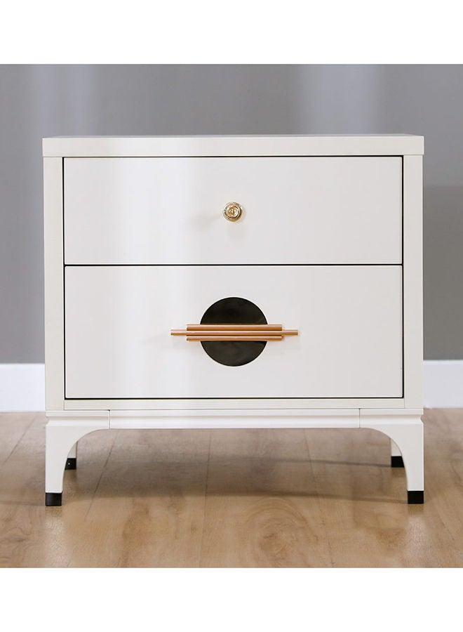 DANUBE HOME New Aloha Night Stand   Multifunctional Bedside Table Space Saving Nightstand End Table Storage Modern Design Furnitures For Bedroom 60x40x58 cm White/Golden - Image 3