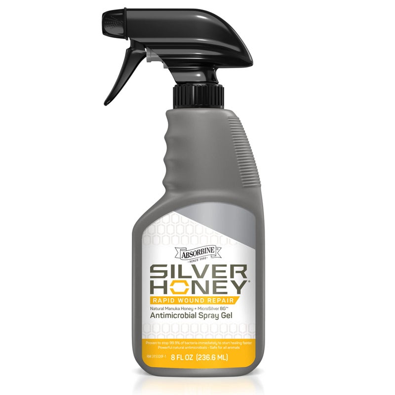 Absorbine Silver Honey Rapid Wound Repair Spray Gel for Horses Large Animals 8oz Bottle