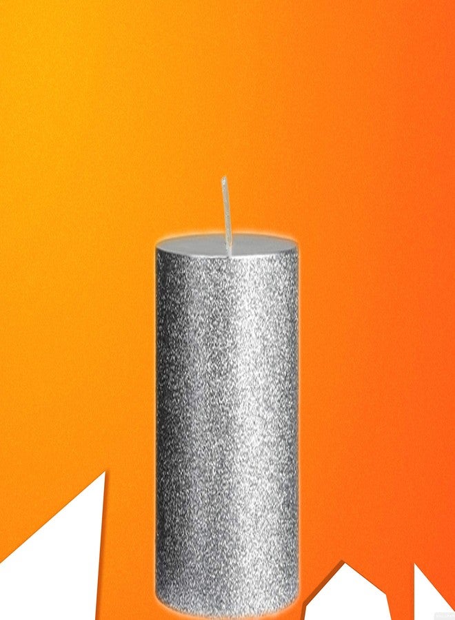 Luces Paraffin Wax 3"X3" Silver Glitter Tall Pillar Candle for Decoretion - Image 3