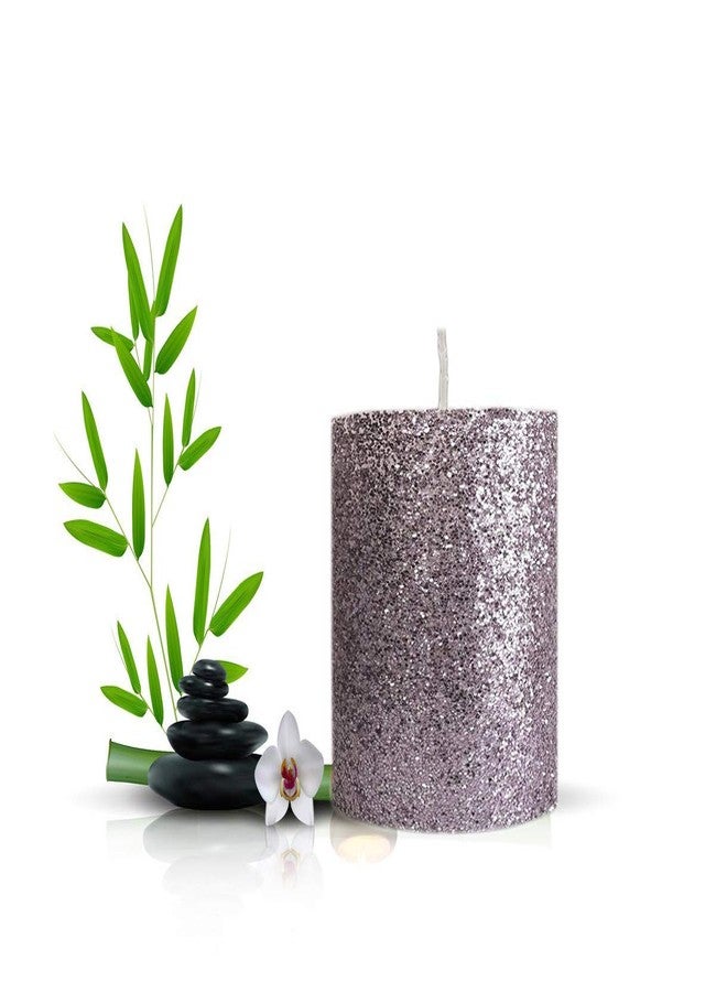 Luces Paraffin Wax 3"X3" Silver Glitter Tall Pillar Candle for Decoretion - Image 4
