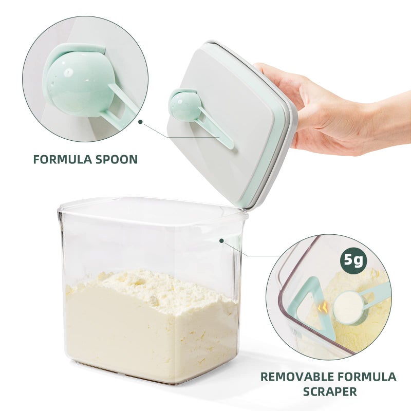 Tourdeus Formula Container - 1700ml Pop Top Milk Powder Container, BPA-Free Airtight Formula Dispenser with Scoop and Scraper, 21OZ, 1.32LB, 600g, Clear - Image 4