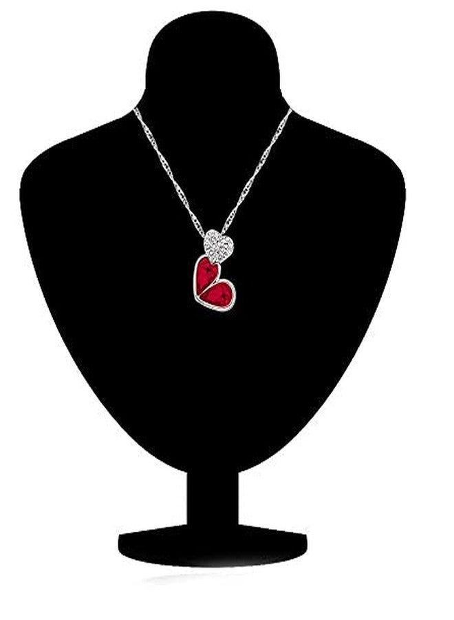 Okos Crystal Jewellert Combo Of 2 Rhodium Plated Twin Heart Alloy Pendant Studded With Multi Color (Blue;Red) Crystal Stones For Girls And Women CO1000383 - Image 5