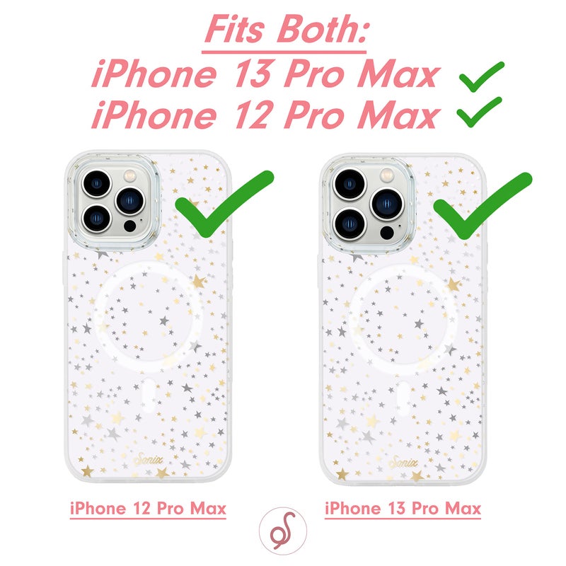 Sonix Phone Case for iPhone 13 Pro Max / 12 Pro Max | Compatible with MagSafe | 10ft Drop Tested | Clear Case with Gold + Silver Star Print | Starry Night - Image 4