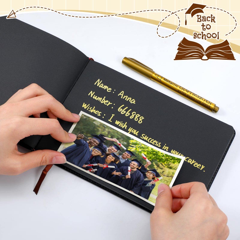Frienda 2026 Graduation Guest Book Leather Guest Sign in Book with Pen Graduation Party Favors Congratulation Graduates Signature Books(Graduations,Black, Gold) - Image 3
