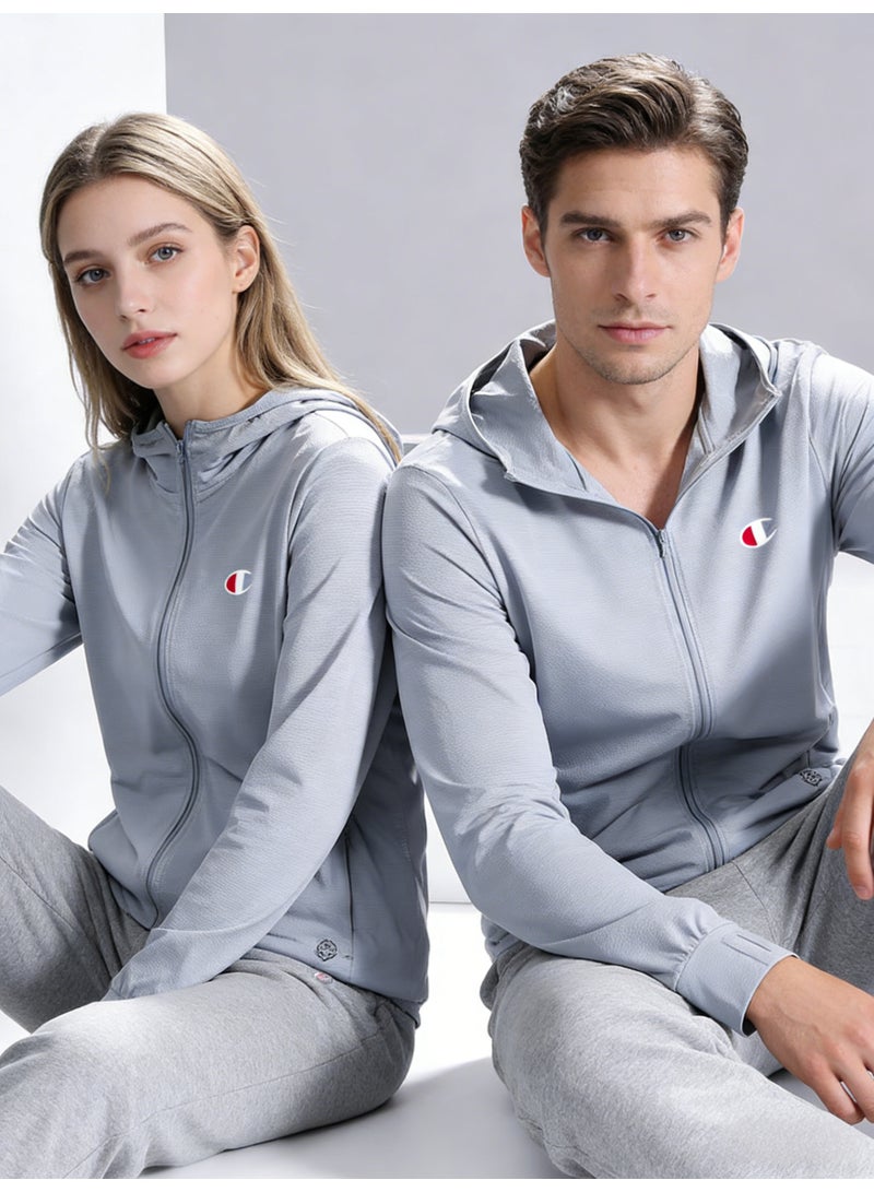 Champion Light Gray Plus Size Sun Protection Hooded Jacket - Unisex UPF Lightweight Zip-Up for Men & Women - Image 3
