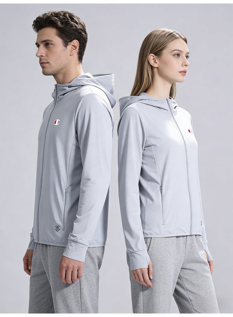 Champion Light Gray Plus Size Sun Protection Hooded Jacket - Unisex UPF Lightweight Zip-Up for Men & Women - Image 5