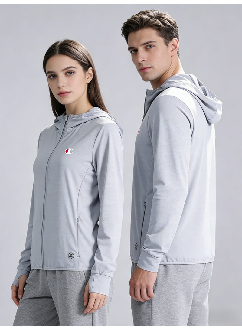 Champion Light Gray Plus Size Sun Protection Hooded Jacket - Unisex UPF Lightweight Zip-Up for Men & Women - Image 4