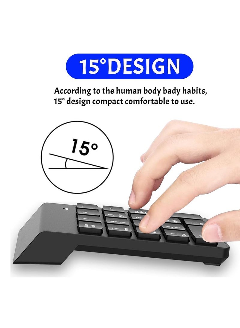 لوحة مفاتيح رقمية لاسلكية 2.4 جيجاهرتز فائقة النحافة - مقاومة للرذاذ - طباعة بالأشعة فوق البنفسجية لـ 18 حرفًا رئيسيًا لأجهزة الكمبيوتر المحمولة (بطارية AAA غير متضمنة) | أسود - Image 5