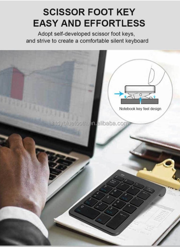 Generic - USB Numeric Keypad Numpad - 22 Key - Ultra Slim design - Splash Proof  - Key characters UV printing For Laptop | Black - Image 1