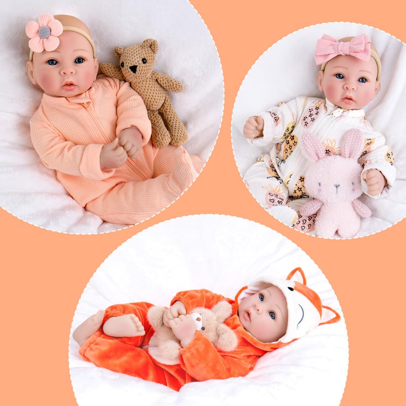 Aori Baby Dolls Lifelike 17 Inches - Realistic Baby Girl Doll Set with Feeding Toy Kit That Look Real, Nice Companion Gift Set for Kids, Grand-Parents, Collection - Image 3