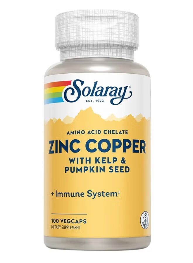 Amino Acid Chelate Zinc Copper Veg Capsules With Kelp & Pumpkin Seed For Healthy Immune System, Pack of 100's