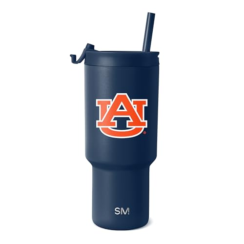 Simple Modern Officially Licensed Collegiate Auburn Tigers 30 oz Tumbler with Flip Lid and Straws Insulated Cup Stainless Steel Gifts for Men Women Trek Collection Auburn University - Image 1