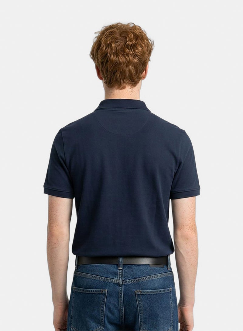 RAVIN Men Ravin Navy Piqué Short Sleeve Slim-Fit Polo Shirt - Image 2