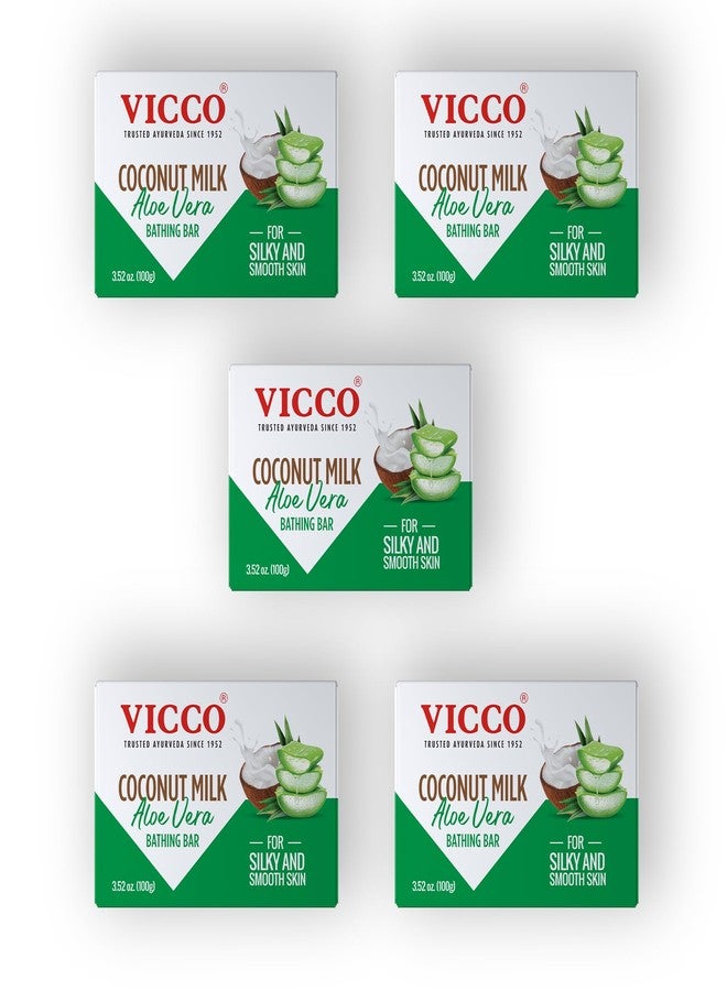 Vicco Coconut Milk & Aloe Vera Bathing Bar with Herbal Ingredients, Gentle Cleansing Bathing Bar, Refreshing Daily Care, Ayurveda-Inspired Skincare, 3.52 oz (5 Pack) - Image 1