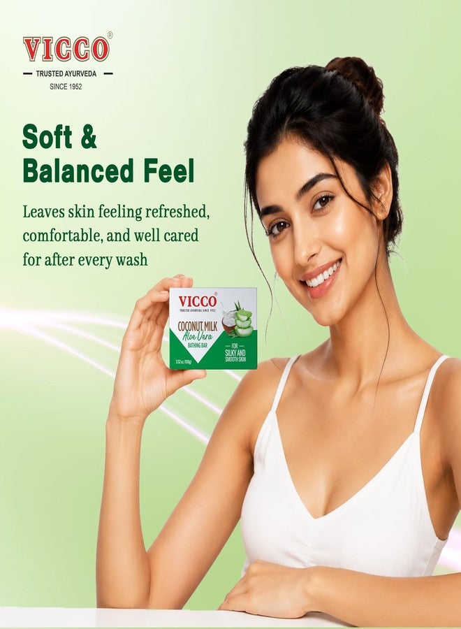 Vicco Coconut Milk & Aloe Vera Bathing Bar with Herbal Ingredients, Gentle Cleansing Bathing Bar, Refreshing Daily Care, Ayurveda-Inspired Skincare, 3.52 oz (5 Pack) - Image 4