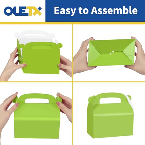 Oletx 30-Pack Green Party Favor Treat Boxes, Goodie Gable Paper Gift Boxes with Handles. Perfect for Gardening/Green Thumbs Party Decoration Supplies and St Patricks Day Gift Giving - Image 5