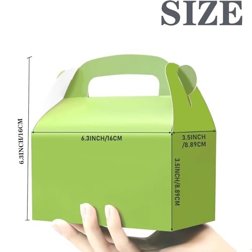 Oletx 30-Pack Green Party Favor Treat Boxes, Goodie Gable Paper Gift Boxes with Handles. Perfect for Gardening/Green Thumbs Party Decoration Supplies and St Patricks Day Gift Giving - Image 4
