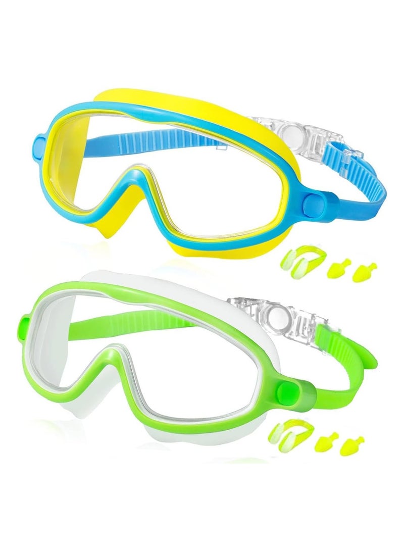 ATRJSZ Kids Swim Goggles 2 Pack Anti-Fog Anti-UV Wide View Swimming Goggles Pool Goggles for Kids 3-15 - Image 1