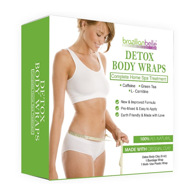 Brazilian Belle Detox Clay Body Wraps for Women | Quick Formula with Bentonite Clay, Bandage Wrap, and Plastic Wrap | 8 Applications - Image 1