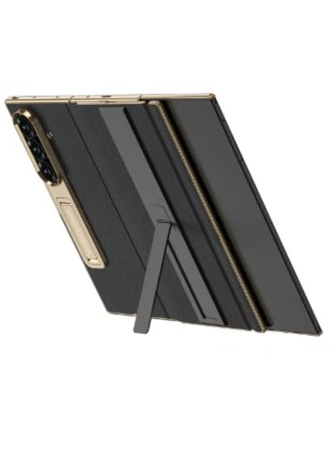 عام غطاء قابل للطي مطلي متوافق مع هاتف سامسونج جالاكسي زد تري فولد، جلد مغناطيسي مع طبقة زجاجية، واقي من البولي كربونات مضاد للصدمات. - Image 2