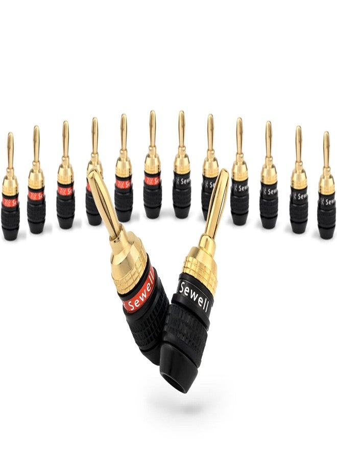 Sewell Deadbolt® Banana Plugs 7-Pairs, Gold Plated Speaker Plugs, Quick Connect, Tool-Free, SW-29863-7 - Image 1