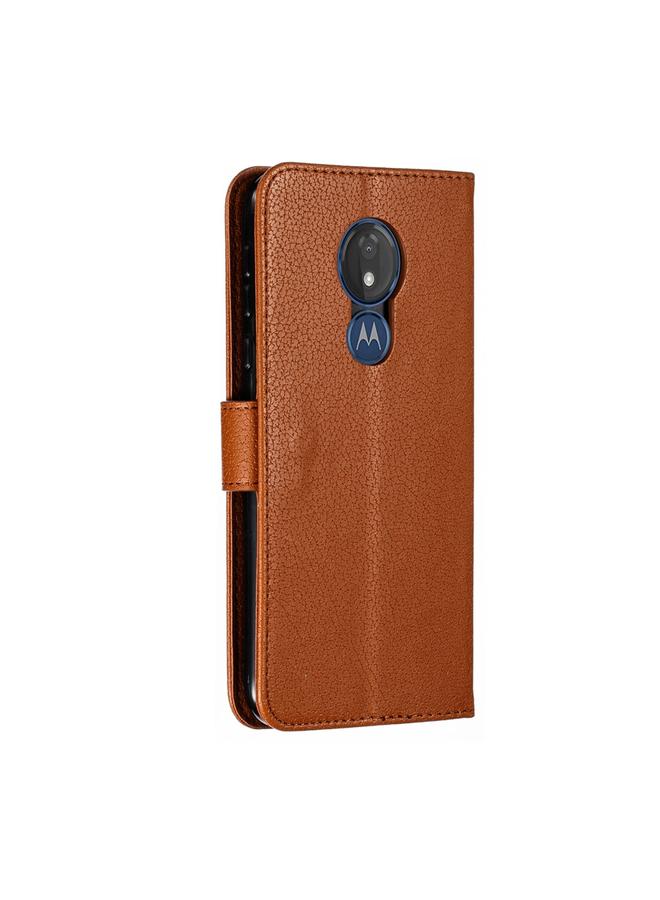 زبون جراب جلدي أفقي بتصميم ريشة من الليتشي مع محفظة وحامل وفتحات للبطاقات لهاتف موتورولا موتو جي 7 باور - Image 4