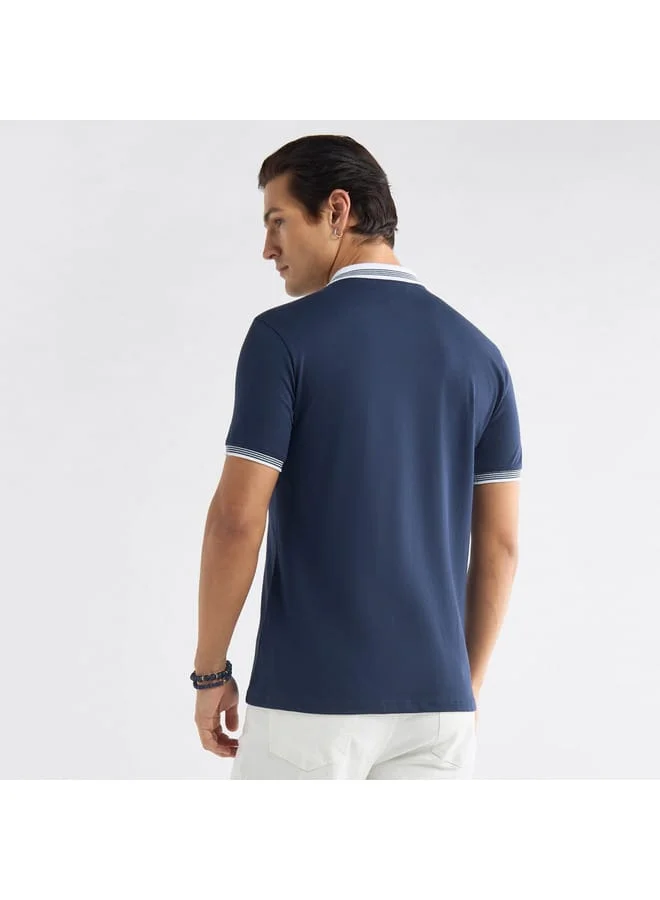 Splash FAV Colourblock Polo T-shirt with Short Sleeves and Button Closure