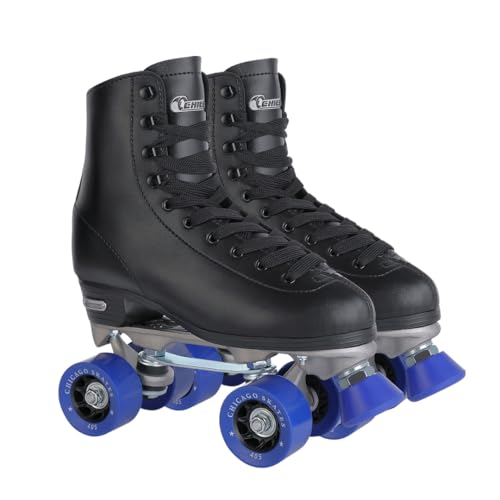CHICAGO Skates Premium Black Quad Roller Skates for Boys and Men Beginners Classic Adjustable HighTop Design for Indoor or Outdoor Skates and Roller Derby