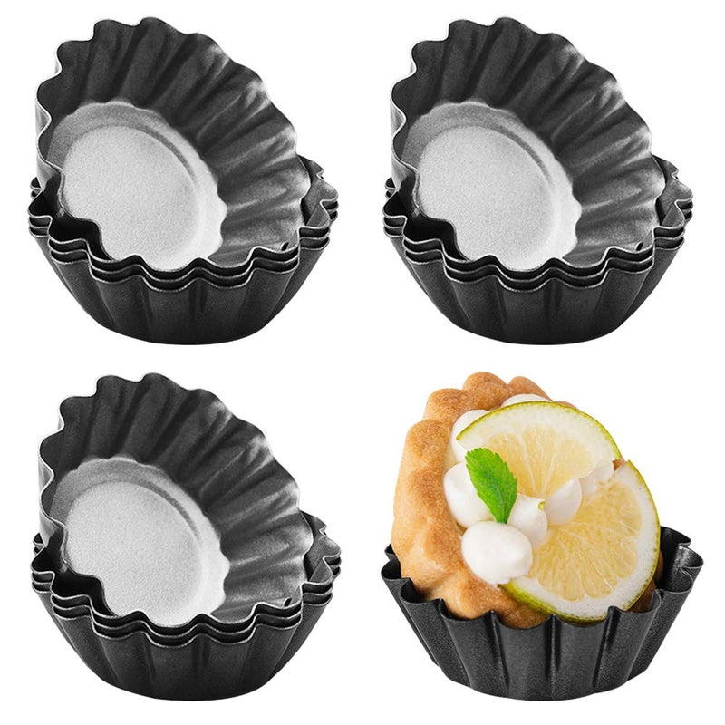 DaKuan 12 Packs Egg Tart Mold Cupcake Cake Muffin Mold Mini Pie Pans Tin Pan Baking Tool Carbon Steel 26 Inch