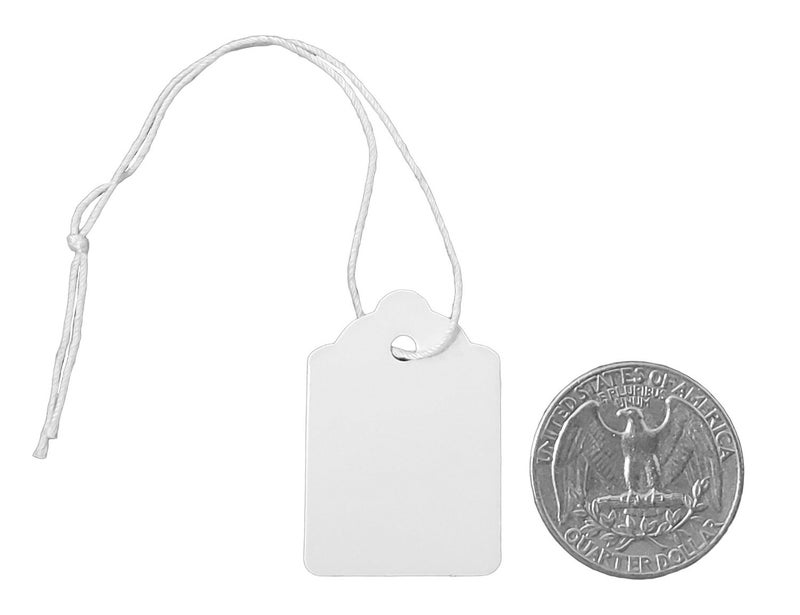 FlanicaUSA 100 pcs White Gift Marking Tags Strung Price Labels (7/8" x 1 1/4") - Image 2