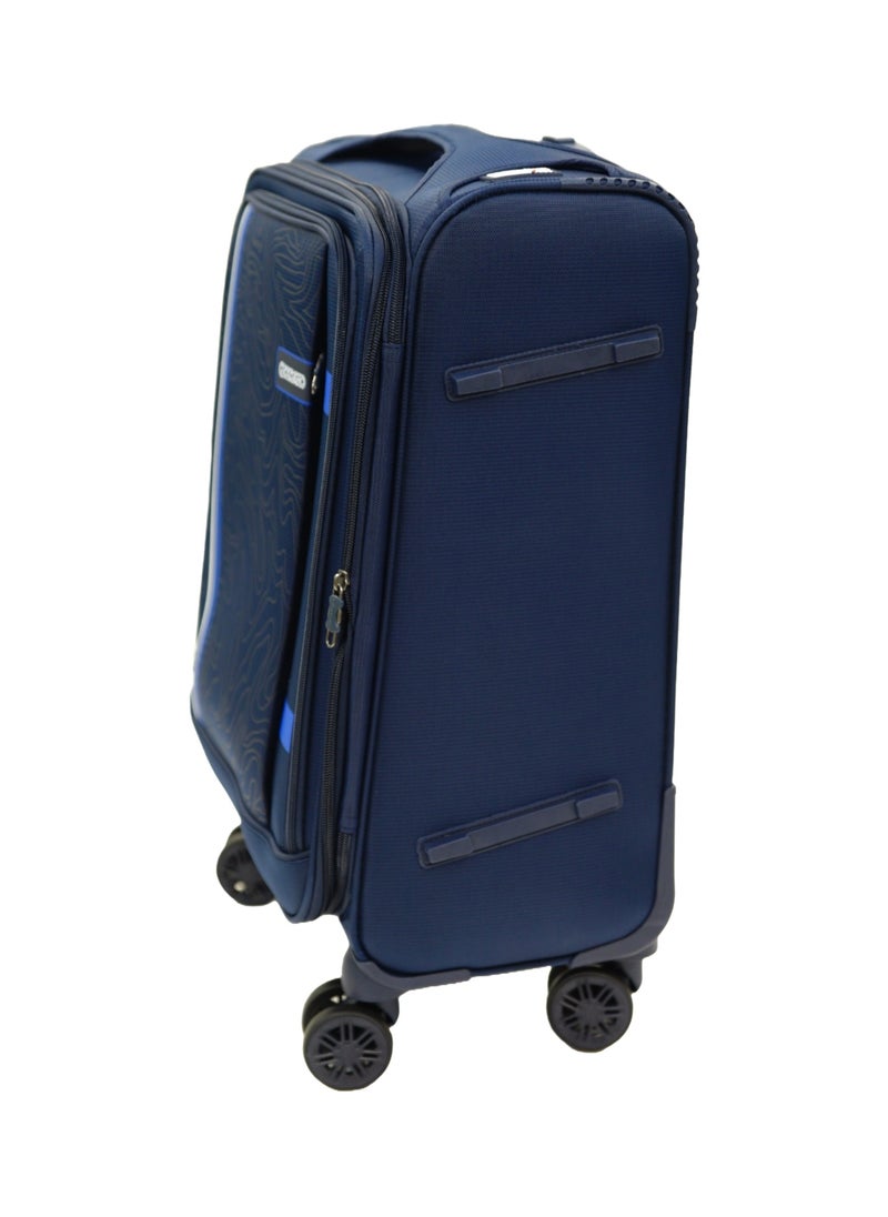 GIORDANO - GIORDANO Jodo Series Carry-on Small Cabin Suitcase Navy Blue, Soft Nylon Lightweight Durable Expandable 4 Wheels Luggage Trolley Bag 20" With Secure TSA Combination Lock. - Image 1