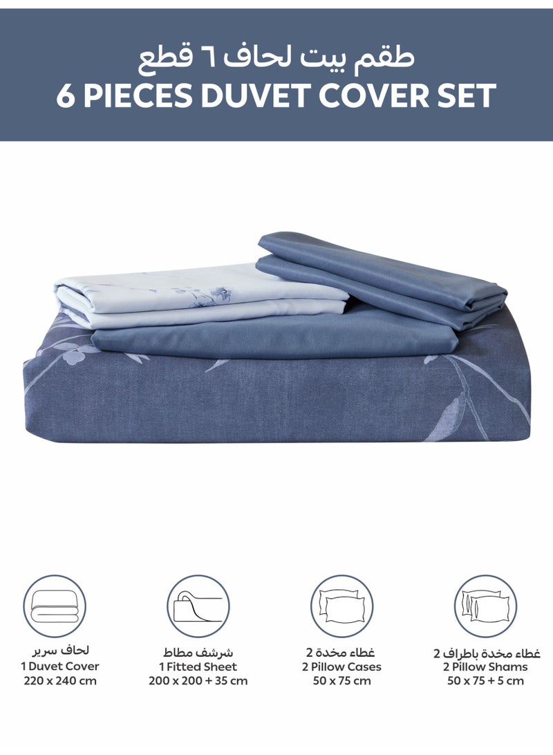 Donetella Digital Print Duvet cover Set, King Size 220x240 cm - 6-Pcs Bed Set, ,Emirate Collection, Microfiber - 1 Duvet Cover, 1 Fitted Sheet, 2 Pillow Shams, 2 Pillowcases (Filler Not Include) - Image 4