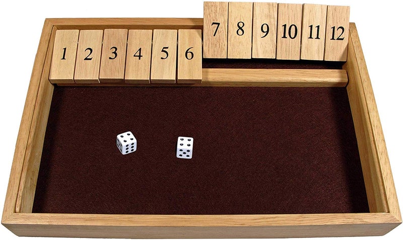 WE Games Deluxe Wood 12 Numbers Shut The Box Game - Image 1