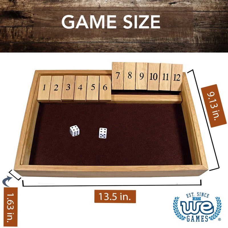 WE Games Deluxe Wood 12 Numbers Shut The Box Game - Image 5
