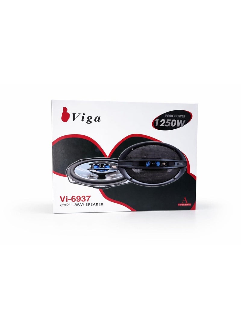 فيجا مكبر صوت بيضاوي للسيارة VI-6937 مقاس 6x9 بوصة - طاقة قصوى 1250 واط - صوت قوي وواضح - زوج من مكبرات الصوت - Image 1