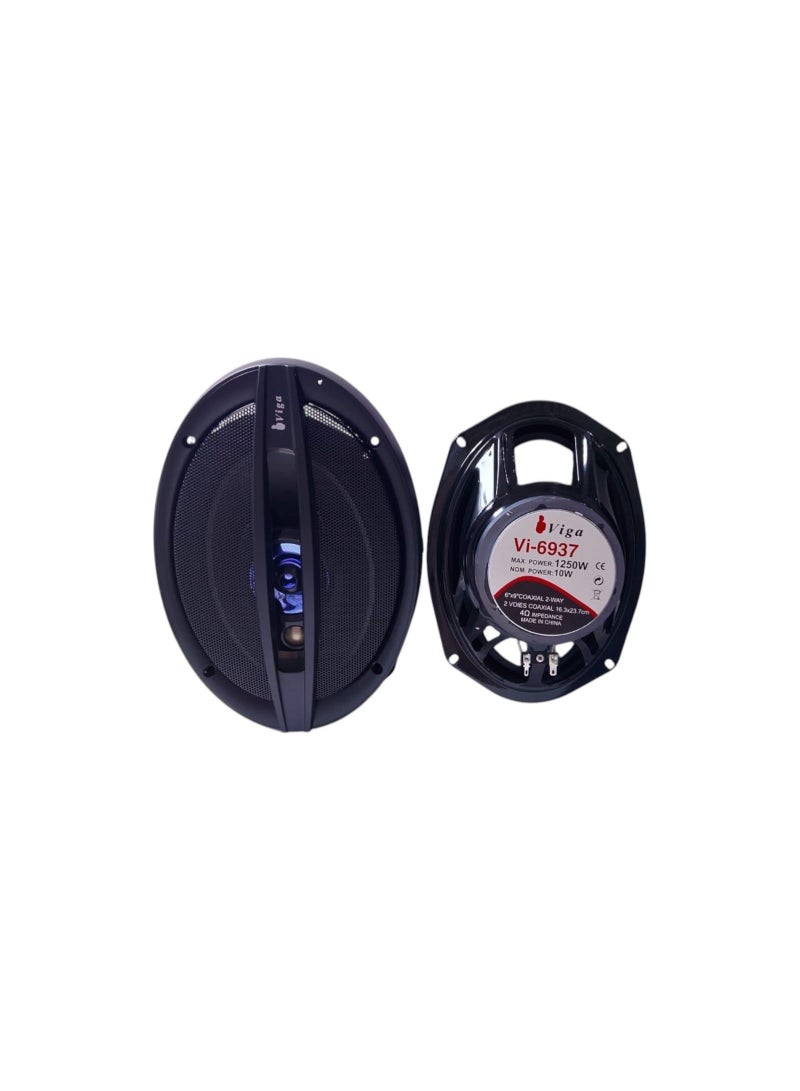 فيجا مكبر صوت بيضاوي للسيارة VI-6937 مقاس 6x9 بوصة - طاقة قصوى 1250 واط - صوت قوي وواضح - زوج من مكبرات الصوت - Image 2