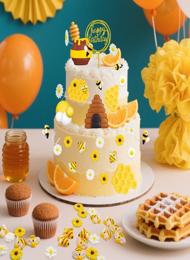 سيمبل بوليمر مجموعة تزيين الكيك على شكل خلية نحل من سيمبل بوليمر، 75 قطعة، لتزيين الكيك على شكل مرطبان عسل، مثالية لحفلات أعياد الميلاد والذكرى السنوية. - Image 4