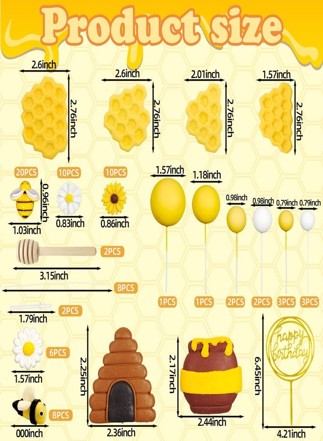 سيمبل بوليمر مجموعة تزيين الكيك على شكل خلية نحل من سيمبل بوليمر، 75 قطعة، لتزيين الكيك على شكل مرطبان عسل، مثالية لحفلات أعياد الميلاد والذكرى السنوية. - Image 5