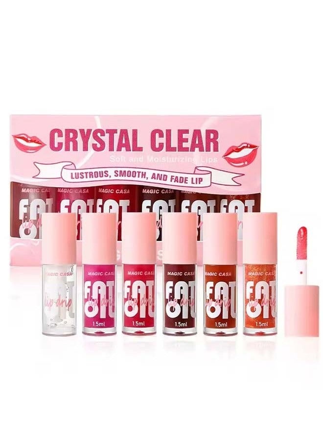 Magic 6pcs/set Hydrating Jelly Lip Oil long-lasting Moisturizing smooth shimmering Lip Hydrating Liquid - Image 1