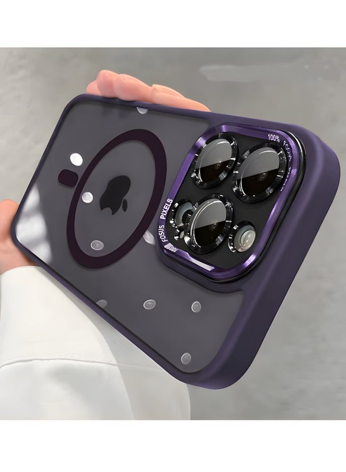 Premium Shockproof MagSafe Case for iPhone 16 Pro with Metal Camera Frame Lens Protector – Stylish Matte Magnetic Mobile Cover for Men, Women & Youth – Anti-Fingerprint, Camera Protection, Drop Resistant (Purple) - Image 2