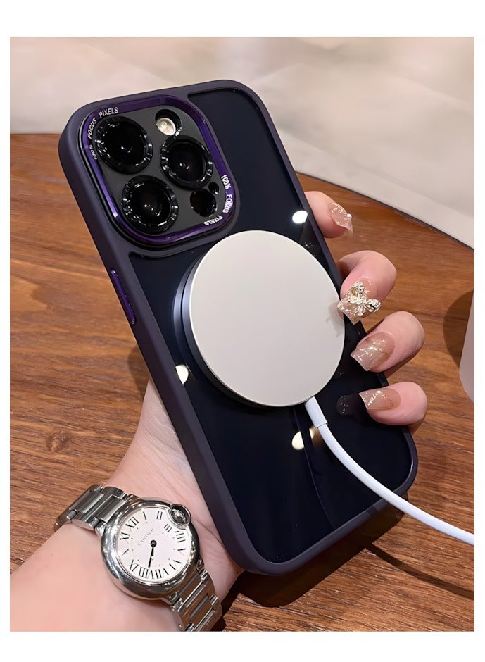 Premium Shockproof MagSafe Case for iPhone 16 Pro with Metal Camera Frame Lens Protector – Stylish Matte Magnetic Mobile Cover for Men, Women & Youth – Anti-Fingerprint, Camera Protection, Drop Resistant (Purple) - Image 4
