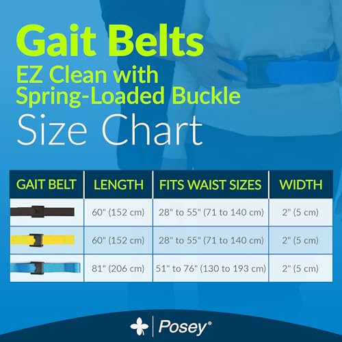 Posey 6546 Premium EZ Clean Gait Belt with Spring-Loaded Buckle – Black, 60” – Walking Belt – Qty. 1 – Home Care - Image 4