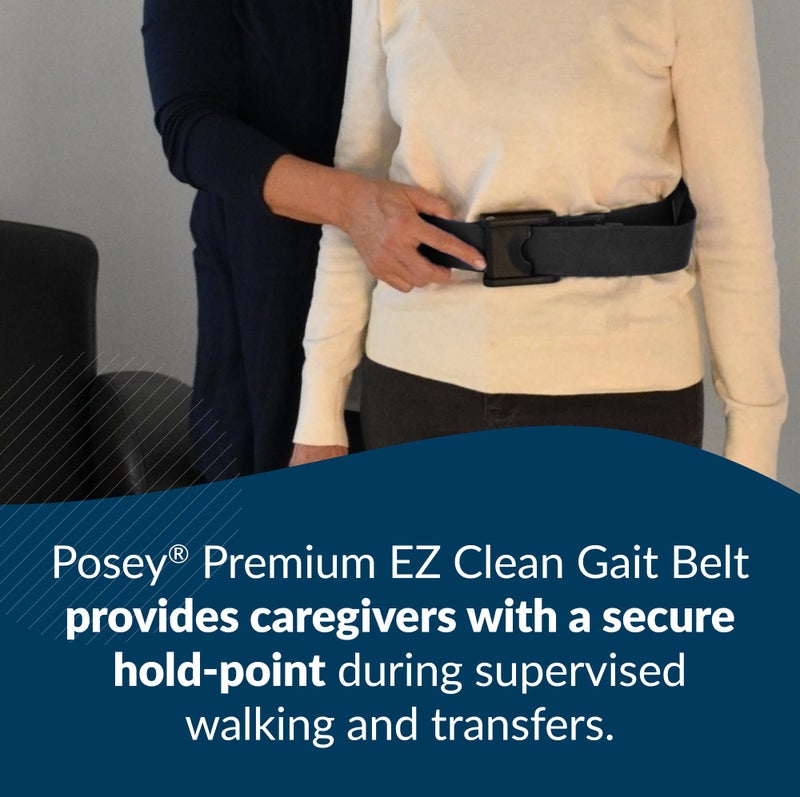 Posey 6546 Premium EZ Clean Gait Belt with Spring-Loaded Buckle – Black, 60” – Walking Belt – Qty. 1 – Home Care - Image 5