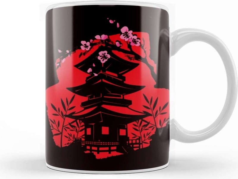 Print Shop Japan Flag House Sakura Cherry Blossom Tree Nature Japanese Mug Porcelain