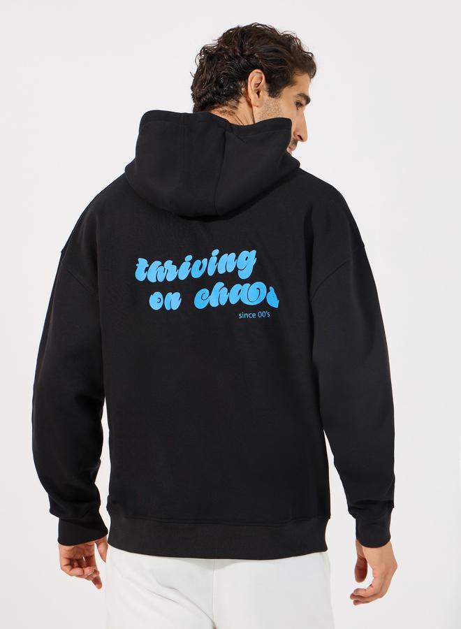 Styli Back Slogan Print Heavy Oversized Hoodie - Image 5