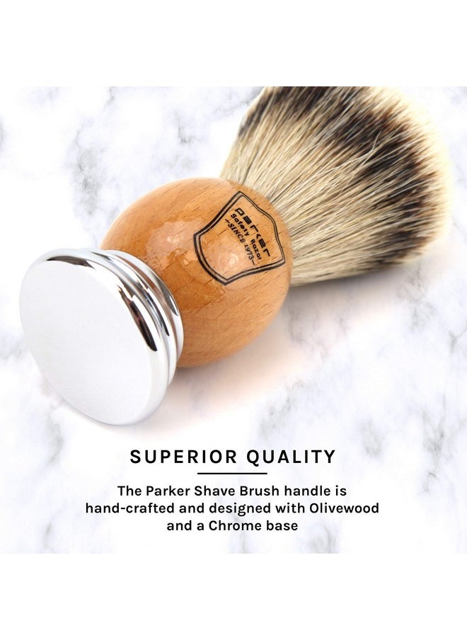 Parker Safety Razor Parker - 100% Silvertip Badger Men'S Shaving Brush & Stand - Olivewood  - Image 2